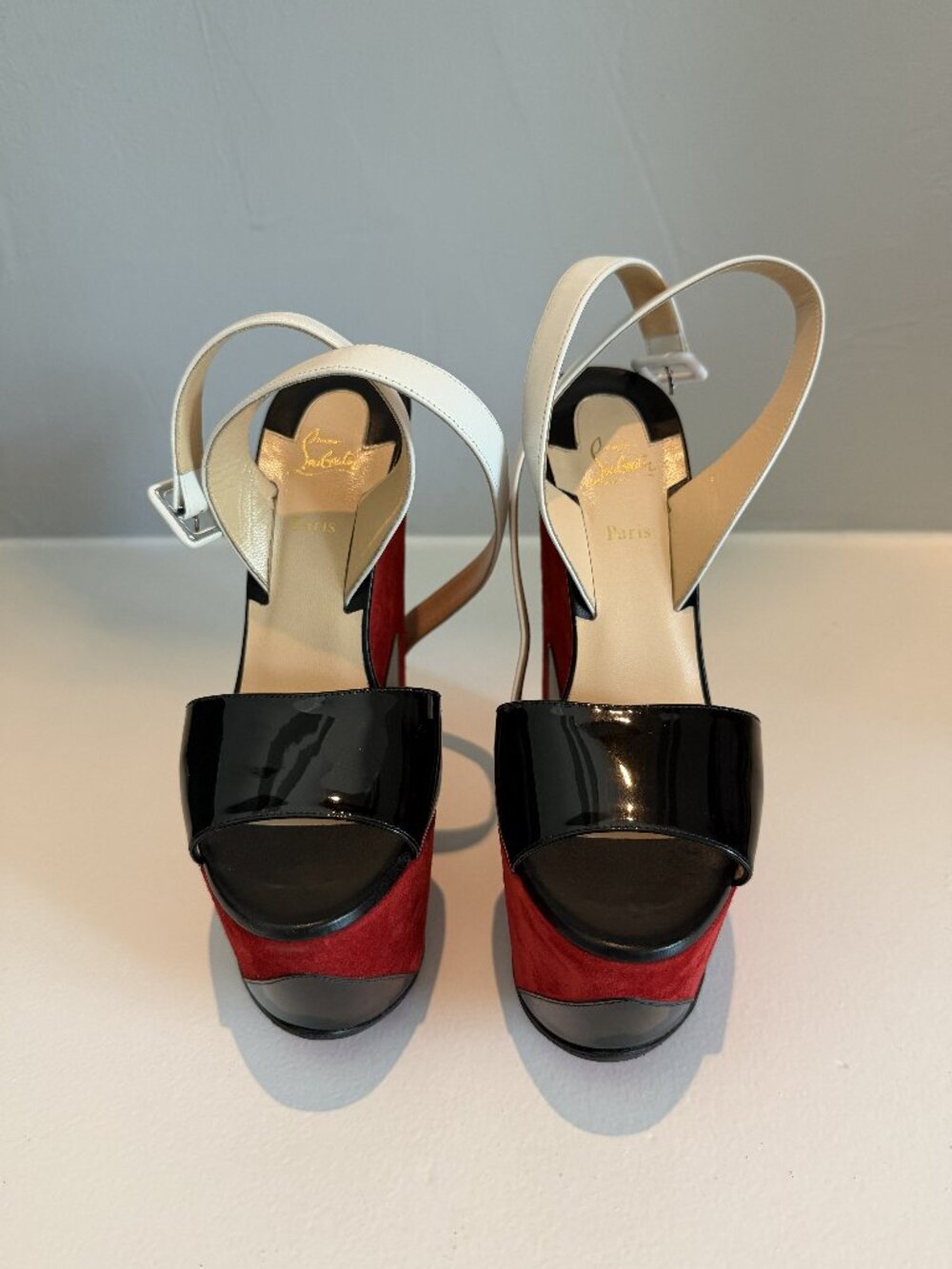 Christian Louboutin Tromploia 160 Wedge Sandals Size 37 Rare Boutique Colorway